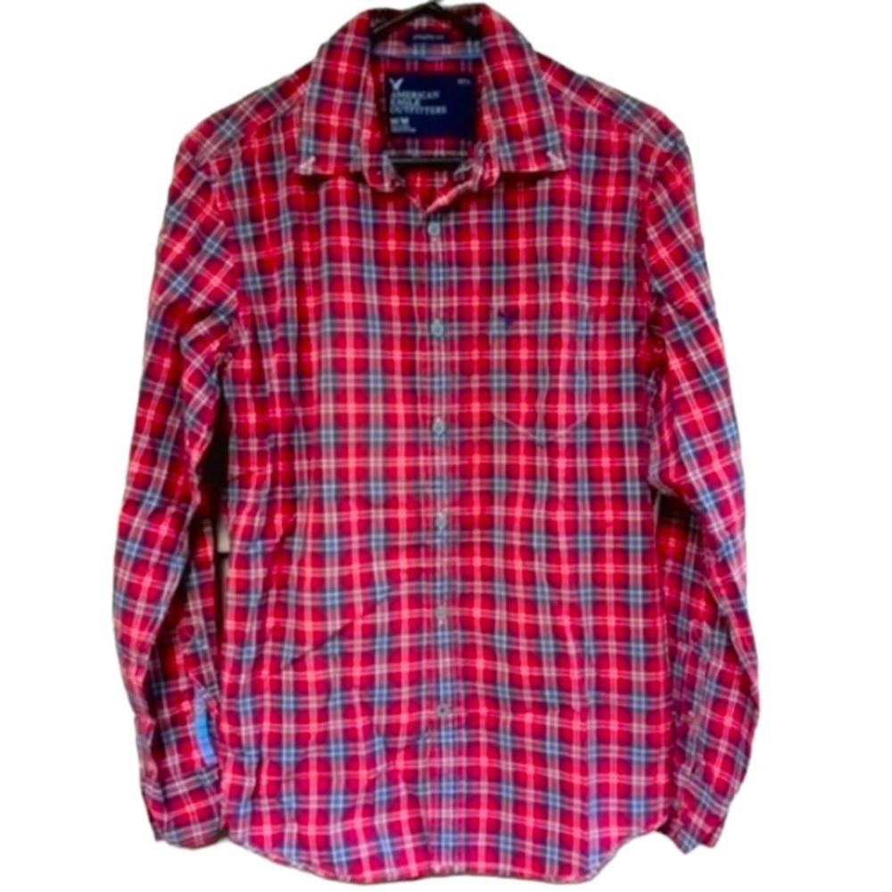 American Eagle Outfitters Men’s Medium Red Plaid Button Down Shirt